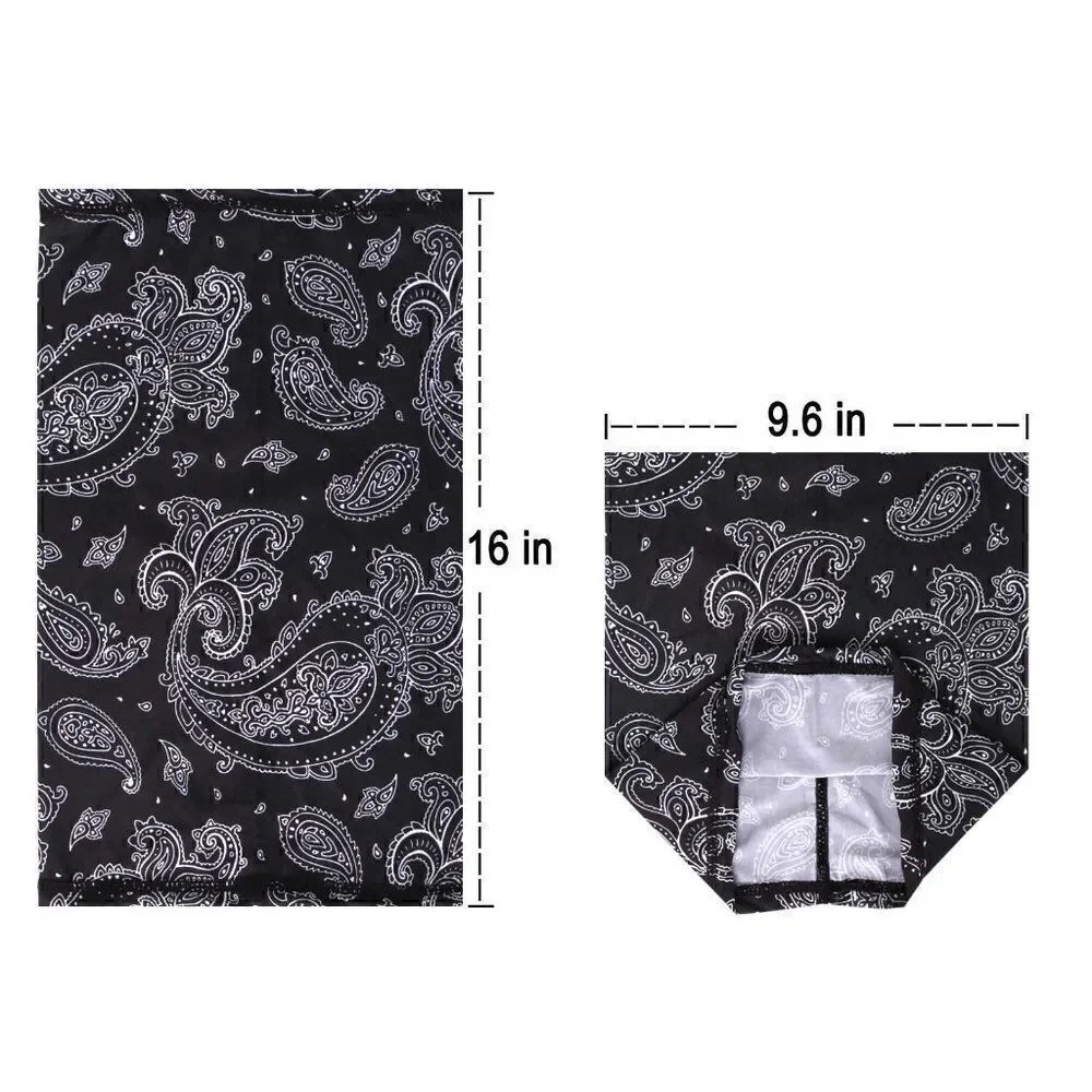Black Paisley Neck Gaiter Face Mask Scarf Bandana